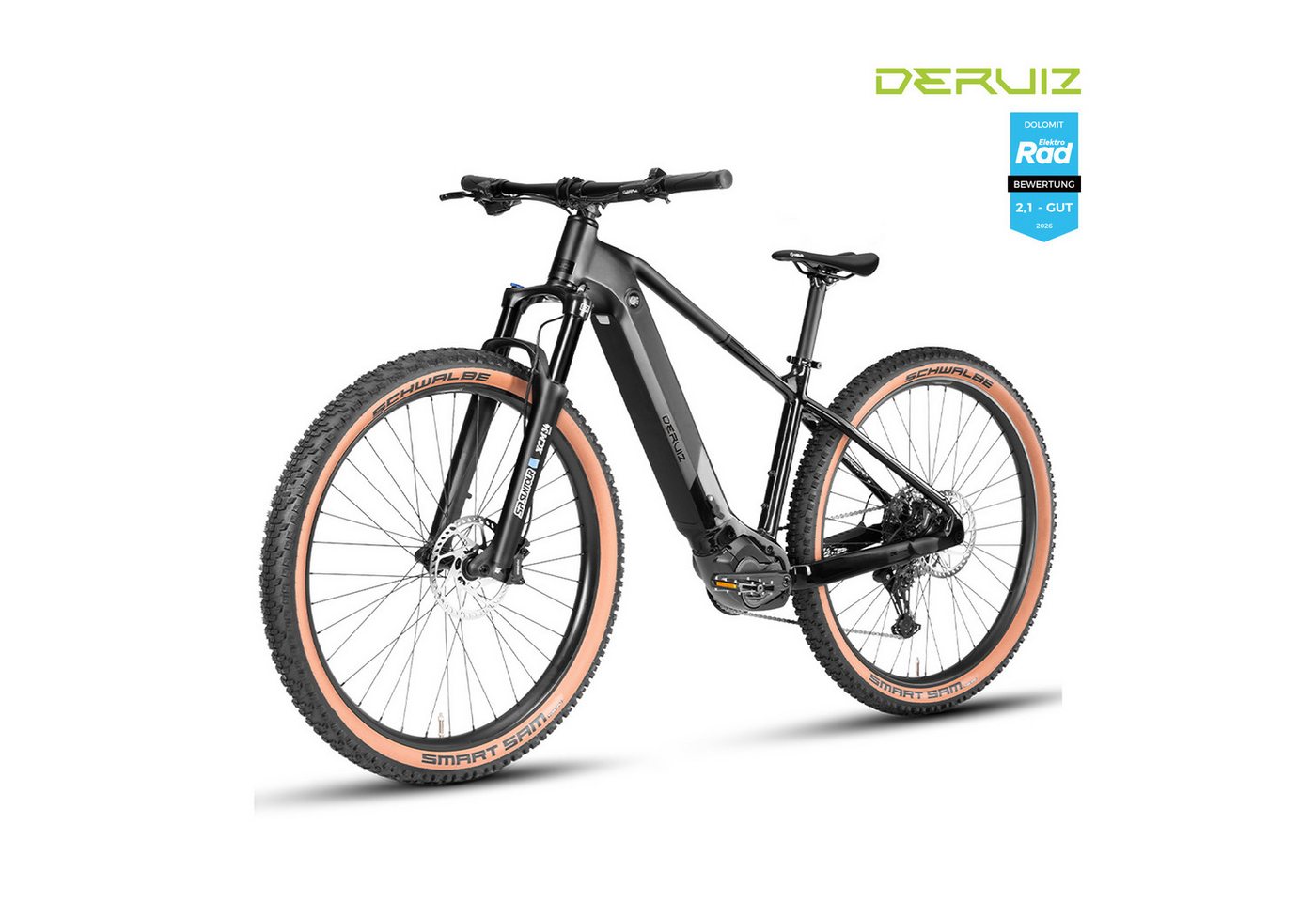DERUIZ E-Bike Mountainbike 29 Zoll Dolomit, 110 Nm, Samsung-Akku, bis zu 180 km, 11 Gang SHIMANO CUES ASLU6000T1R Schaltwerk, Kettenschaltung, Mittelmotor, 720 Wh, (Trittfrequenz- und Drehmomentsensor, Für Damen und Herren), SCHWALBE Smart Sam 2,6 Zoll, Lockout, Anfahr- und Haltefunktion Bild 2