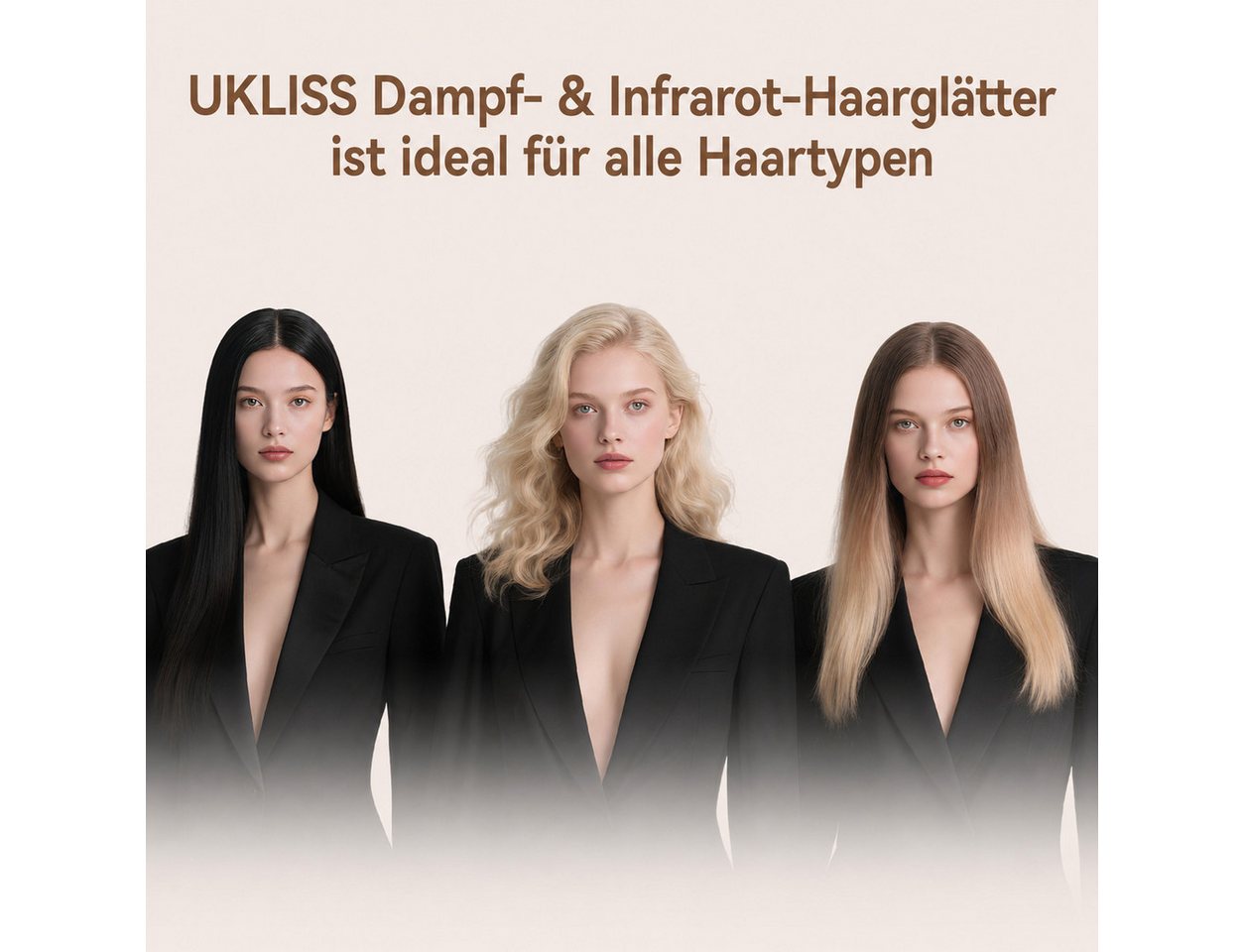 UKLISS Dampf-Haarglätter mit breiten Platten und LCD-Display, Haarglätter für ultraglattes Haar Keramik-Beschichtung, Temperatureinstellung 100–230 °C mit Haarschutz Bild 2