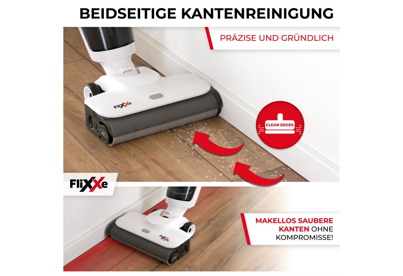 FliXXe Nass-Trocken-Sauger 2X2 Squizzle, 150 W, Kabellos und beidseitige Kantenreinigung. Bild 3