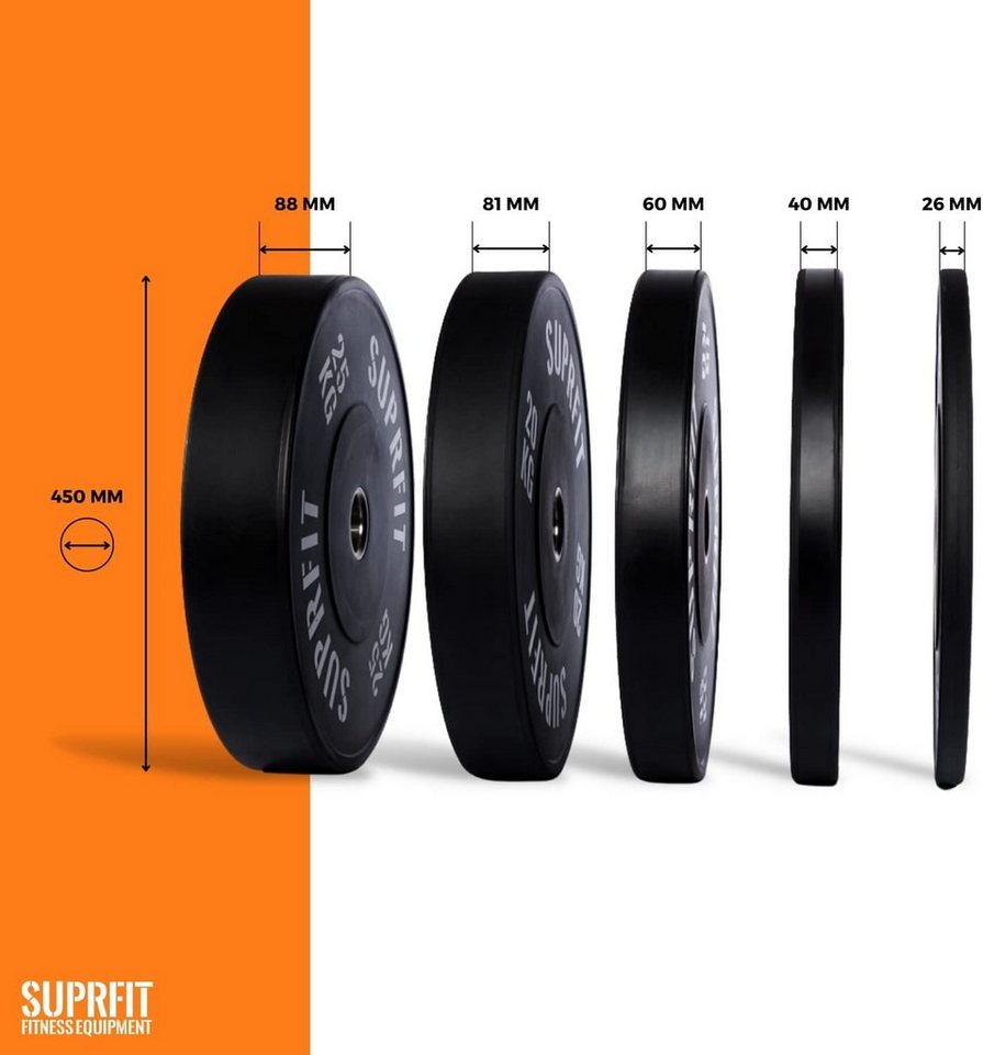 SF SUPRFIT Hantelscheiben 50 mm Gewichtsscheiben aus Vollgummigranulat, 20 kg, (2-tlg), Stoßabsorbierende Hantelscheiben 50mm Bild 3