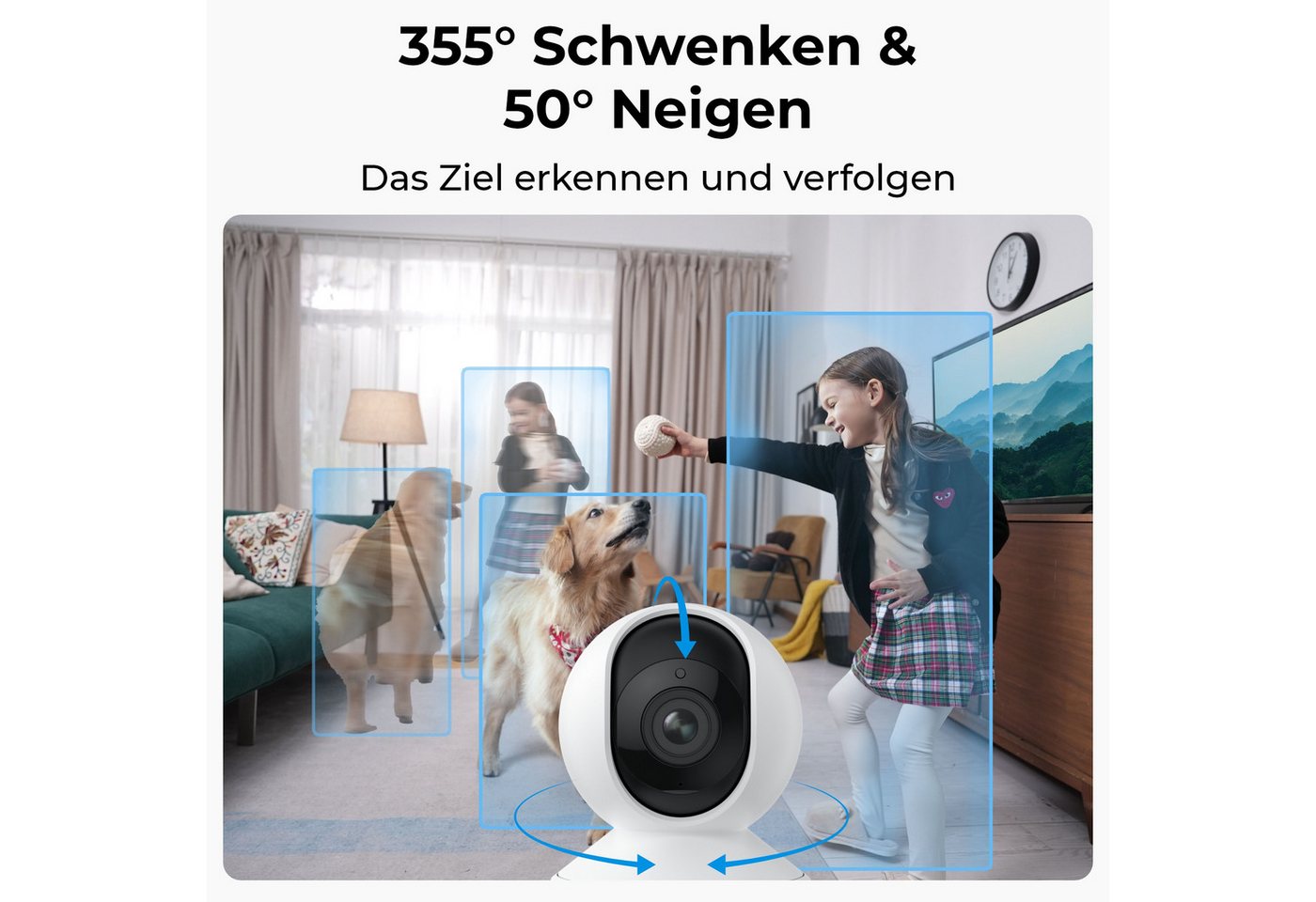 Reolink Überwachungskamera E1-Zoom 8MP 4K PTZ WLAN IP (Innenbereich, 3X Optischem Zoom, 2,4/5,0 GHz WiFi, Babyweinerkennung, 2-Wege-Audio)