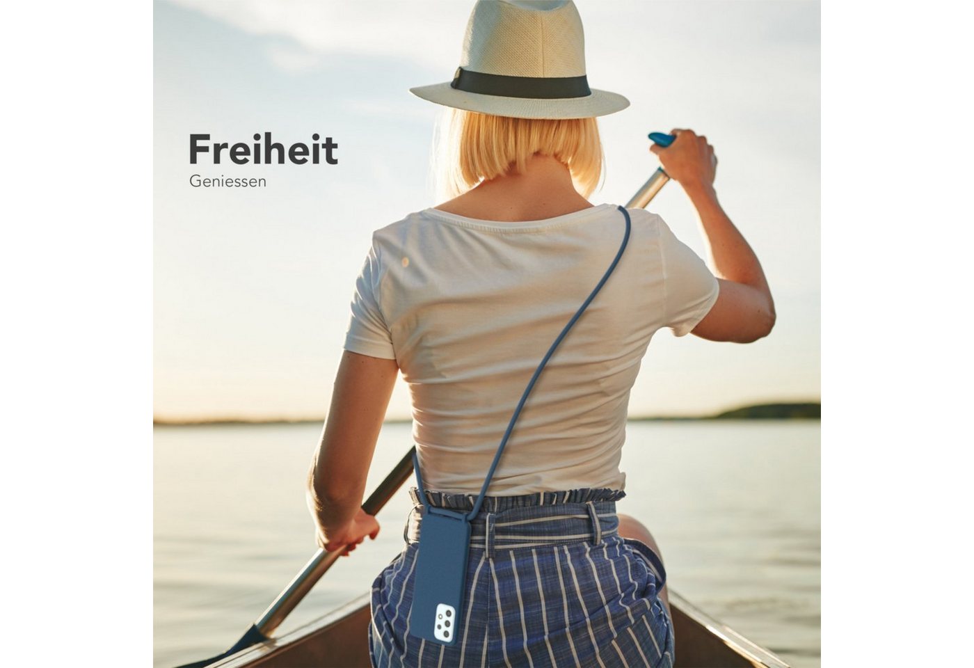 EAZY CASE Handykette Silikon Kette für Samsung Galaxy A33 5G 6,4 Zoll, Necklace Chain Kette zum Umhängen Umhängeband Kordel Silikonhülle Blau