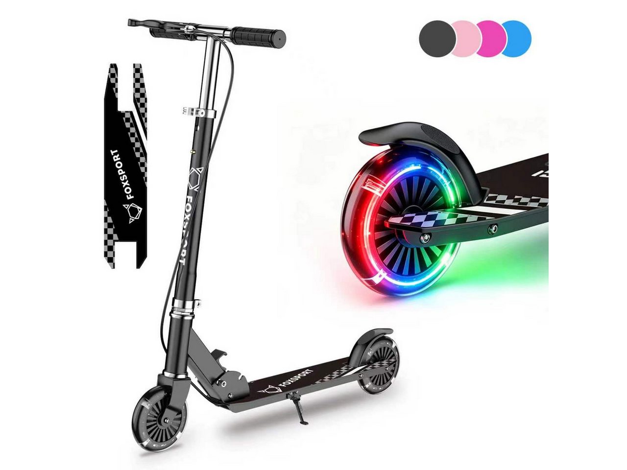 FOXSPORT Cityroller Kick Scooter Faltbarer Kinderoller, 1 km/h, (Set, mit Schutzblechen), klappbar&höhenverstellbar Scooter 4.7 Zoll Räder Maximale 50 kg Bild 2