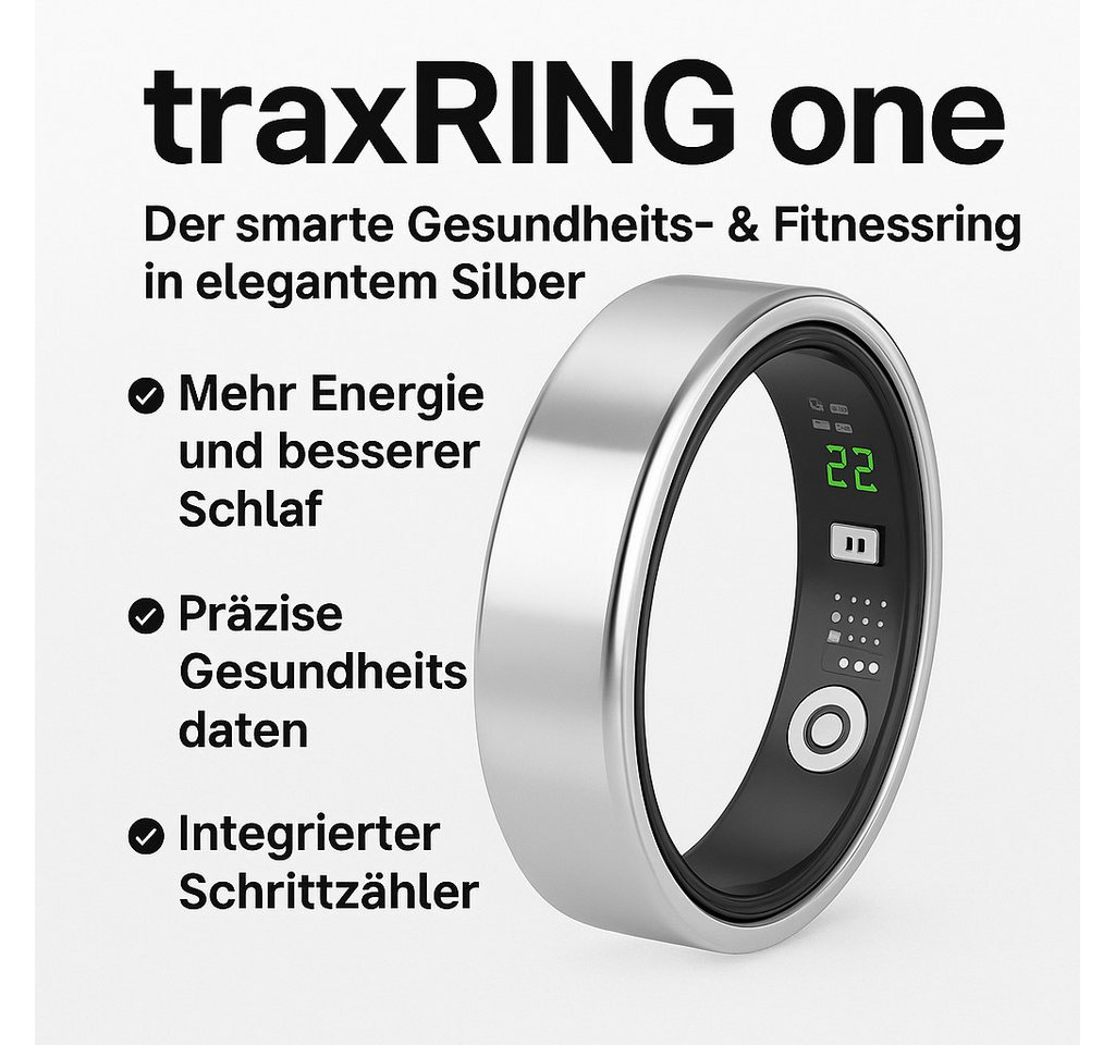 NikuTRAX Fitness-Tracker traxRING one – Smarter Gesundheitsring in Silber Bild 2