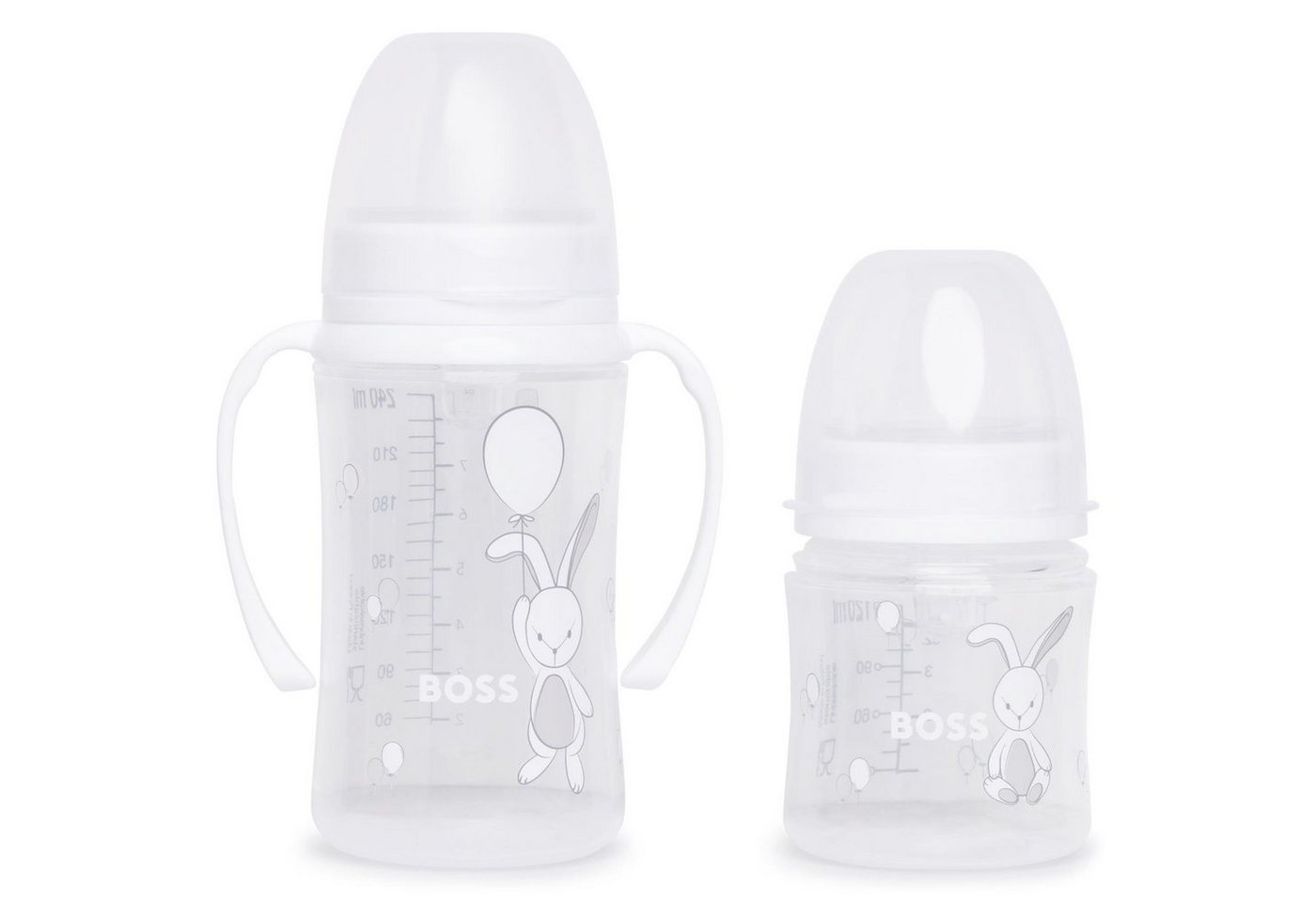 Boss Kidswear Babyflasche Boss Kidswear Baby Flaschen Set weiß mit Logo und Hasenillustration Bild 2