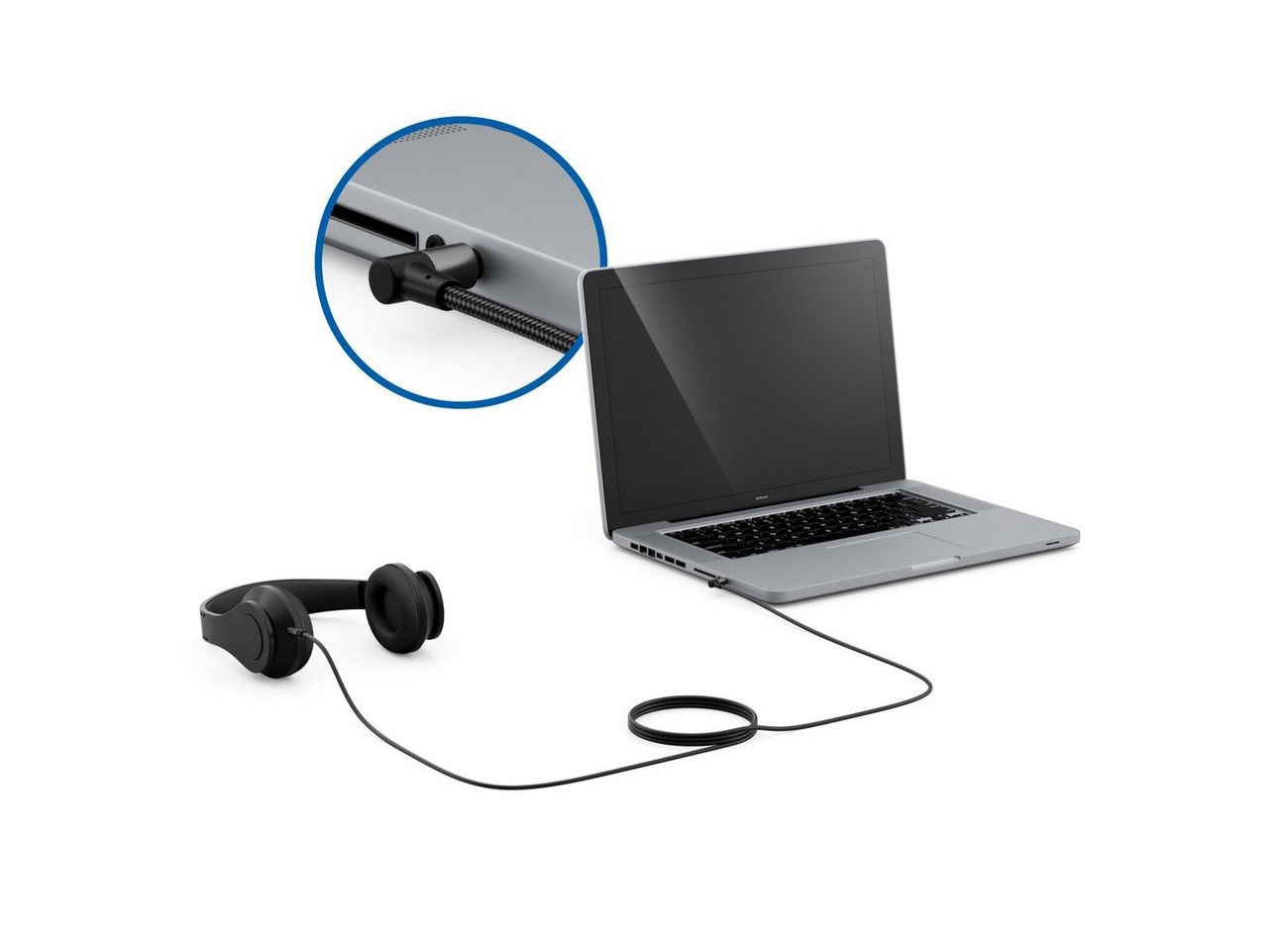 deleyCON deleyCON 7,5m Audio Kabel 3,5mm Klinke Stereo Baumwollkabel Audio-Kabel
