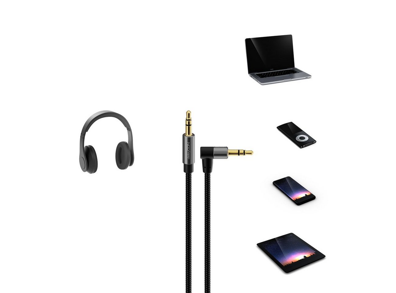 deleyCON deleyCON 7,5m Audio Kabel 3,5mm Klinke Stereo Baumwollkabel Audio-Kabel Bild 3