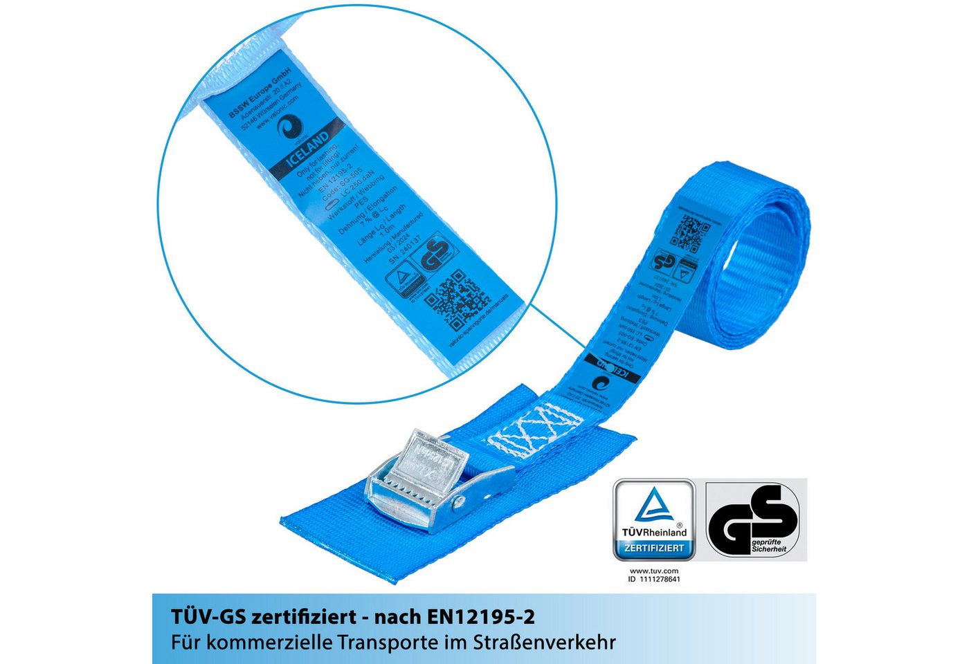 valonic Spanngurt Spanngurte Klemmschloss SG-505 (4 Stück) - ICELAND !#Vater (4-St)