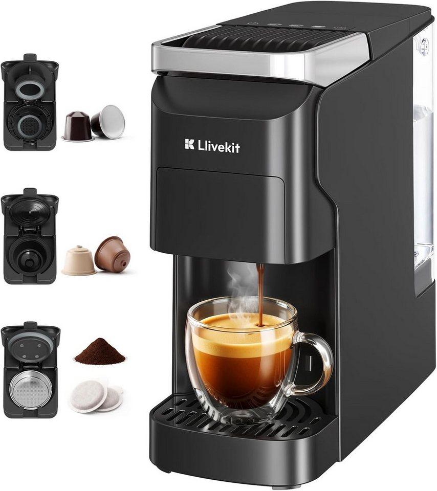 LLIVEKIT Kapselmaschine, 20 Bar Kompatibel mit Nespresso, Dolce Gusto, ESE Pads & Kaffeepulver