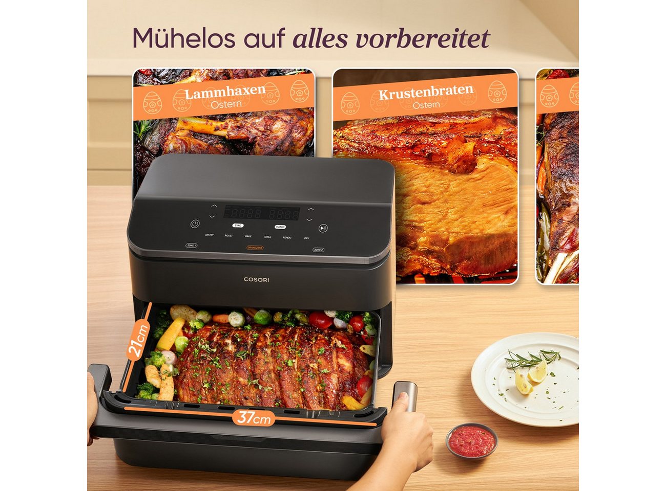 Cosori Fritteuse, 2800 W, 2 x 5 l, 35–240 °C, App-Steuerung, spülmaschinengeeignete Körbe Bild 3