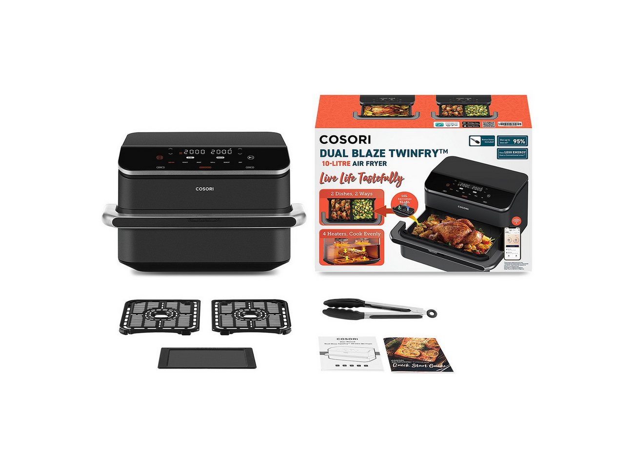 Cosori Fritteuse, 2800 W, 2 x 5 l, 35–240 °C, App-Steuerung, spülmaschinengeeignete Körbe Bild 4