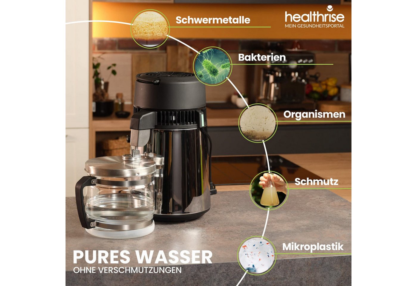 Health Rise Wasserdestilliergerät Health Rise Wasserdestilliergerät, 4 Liter, Edelstahl Bild 2