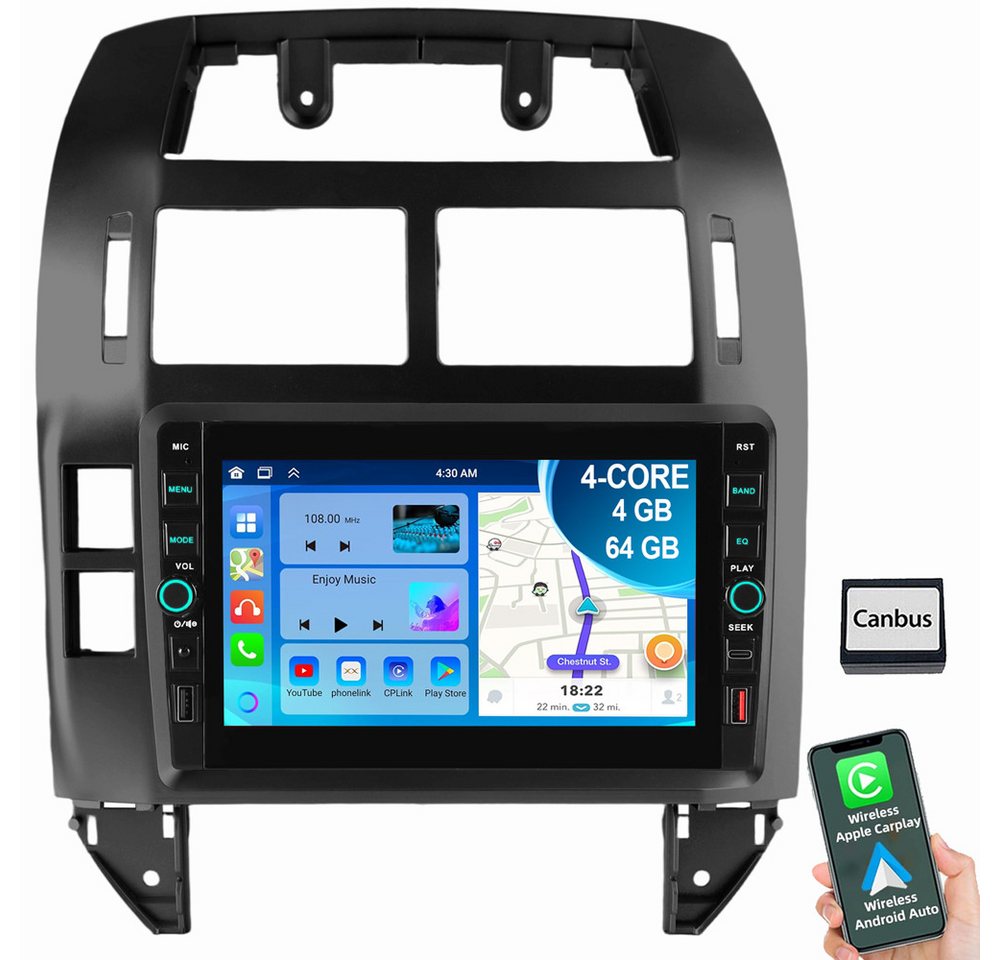 ESSGOO Für VW Polo 9N 2001-2009 CarPlay Android 15 Navi RDS Autoradio (RDS, Digitalradio (DAB), FM, AM, Carplay Android Auto Bluetooth EQ USB Navi WIFI) Bild 5