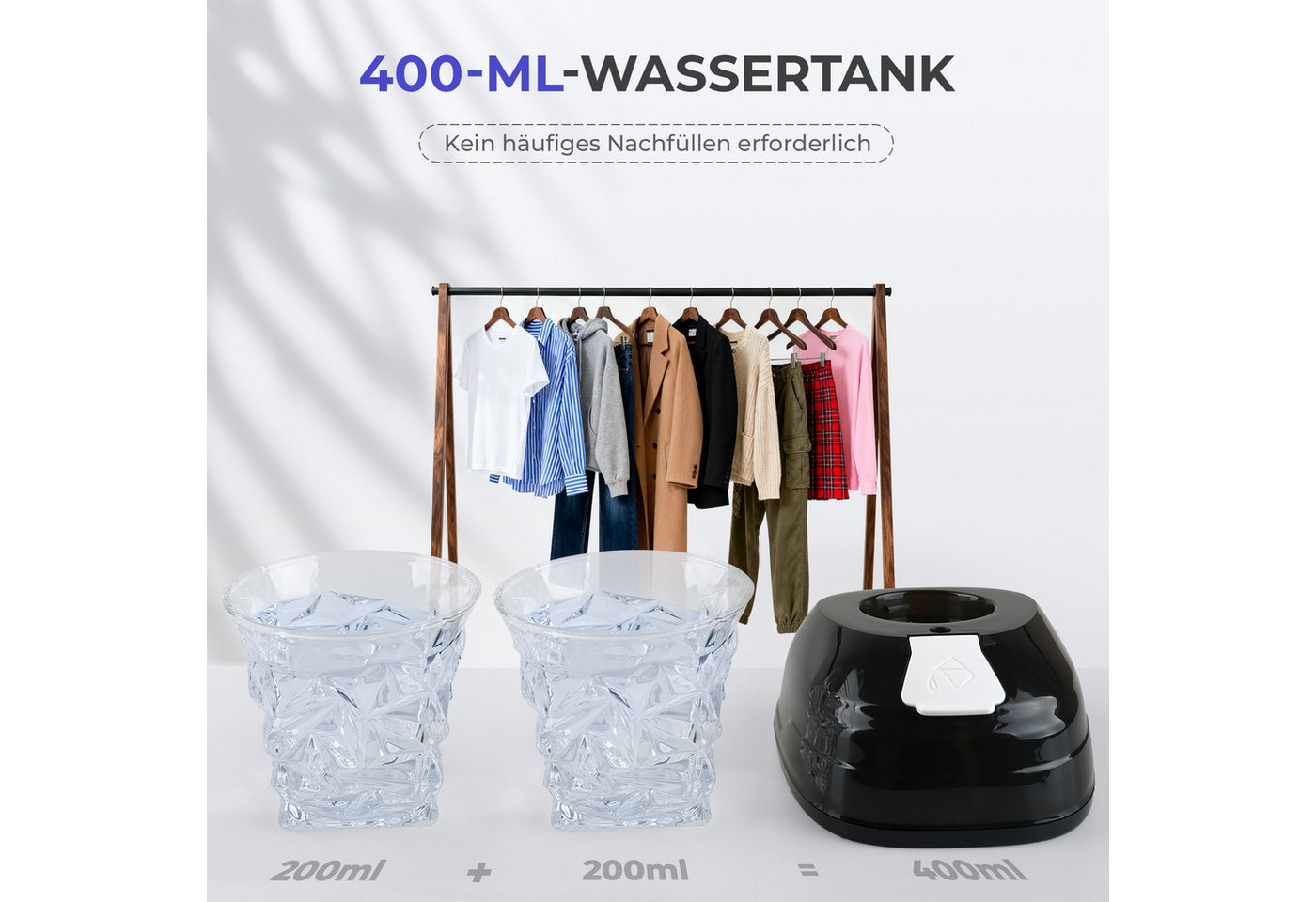 kowdom Dampfbügeleisen 1800W, 3 Stufen, 400ml – Reisebügeleisen, 1800 W, Tragbar, Kompakt, 3 Dampfstufen, Schutzfunktionen Bild 3
