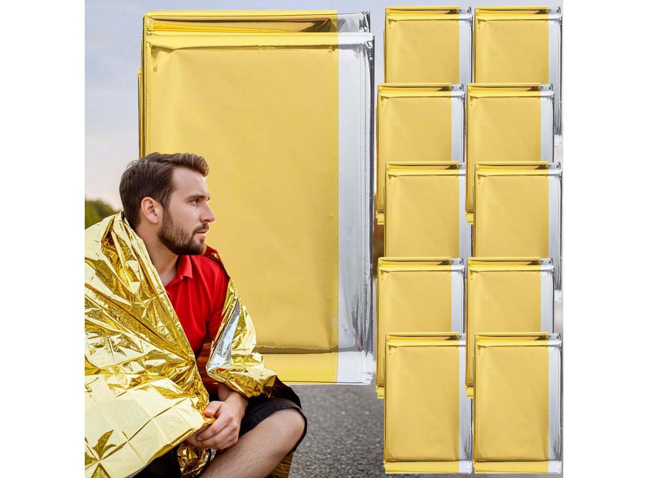 shop'n smile ideoon Erste-Hilfe-Set Zuverlässige Rettungsdecke, 210 x 160 cm, gold - silber, (10 St)