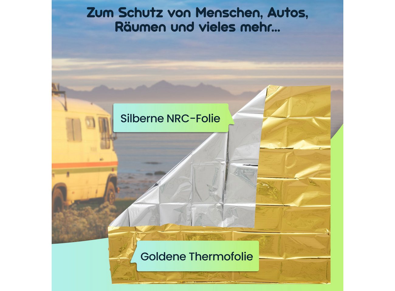 shop'n smile ideoon Erste-Hilfe-Set Zuverlässige Rettungsdecke, 210 x 160 cm, gold - silber, (10 St) Bild 5