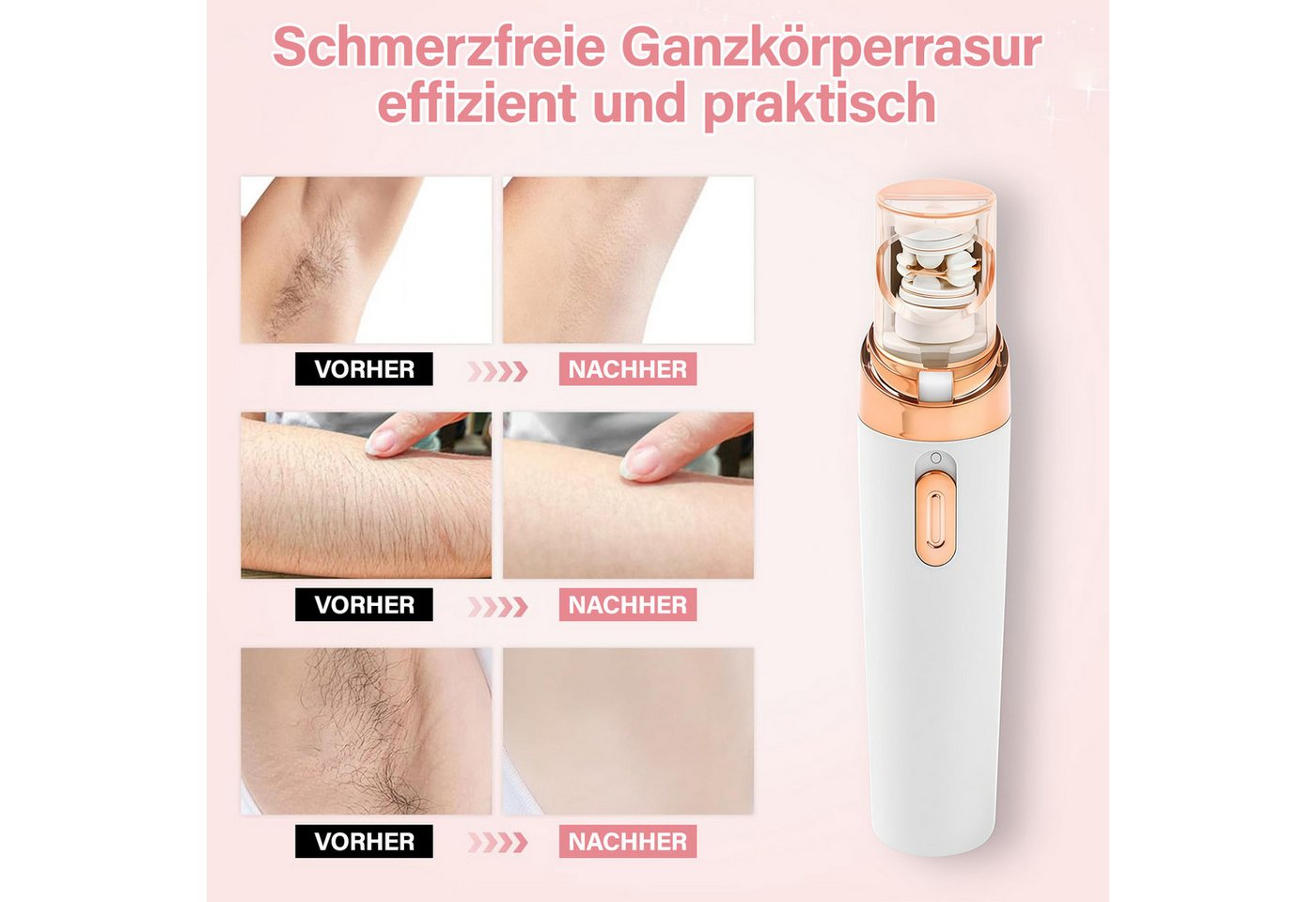 MOPUEA Epilierer Gesichtsrasierer Frauen Wiederaufladbar Kabellos Schmerzfrei Epilierer, USB Haarentfernung Gerät Für Frauen Gesicht Beine Und Körper Anwendung, Sanfter Elektrischer Rasierer Damen Tragbar Effektive Haarentfernung Bild 2