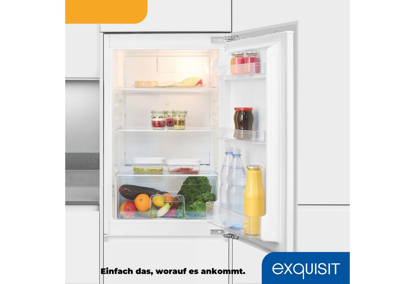 exquisit Einbaukühlschrank EKS5131-V-FE-90E, 87.8 cm hoch, 55 cm breit, LED-Beleuchtung, Elektronische Temperaturregelung, Festtürmontage Bild 5