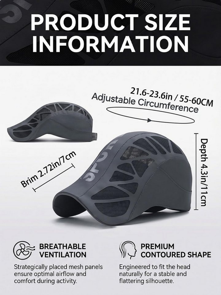 nsihing Baseballhelm Sportkappe Atmungsaktiv, Schnell trocknende Mesh Cap, Verstellbar für Wandern, Angeln, Laufen & Outdoor Bild 3