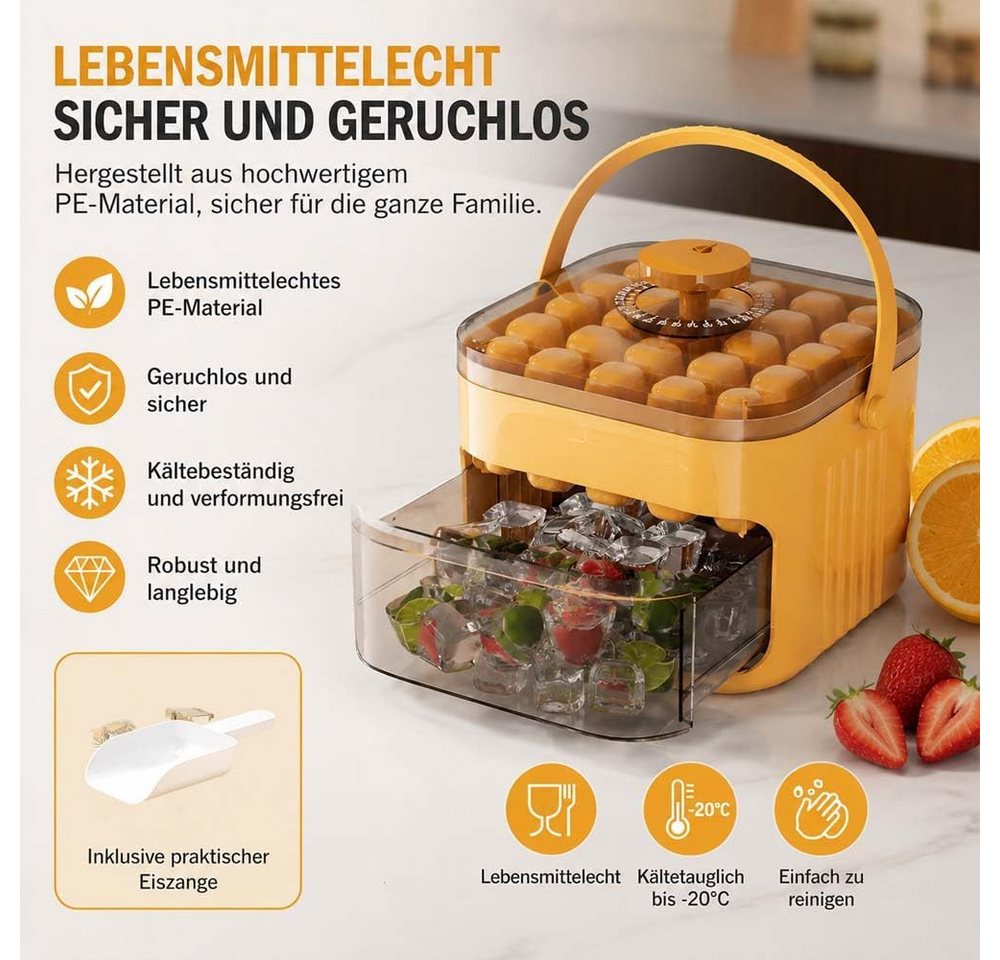 FELIXLEO Eiswürfelmaschine Eiswürfelbereiter mit Deckel Eiswürfelmaschine mit Presstyp Box