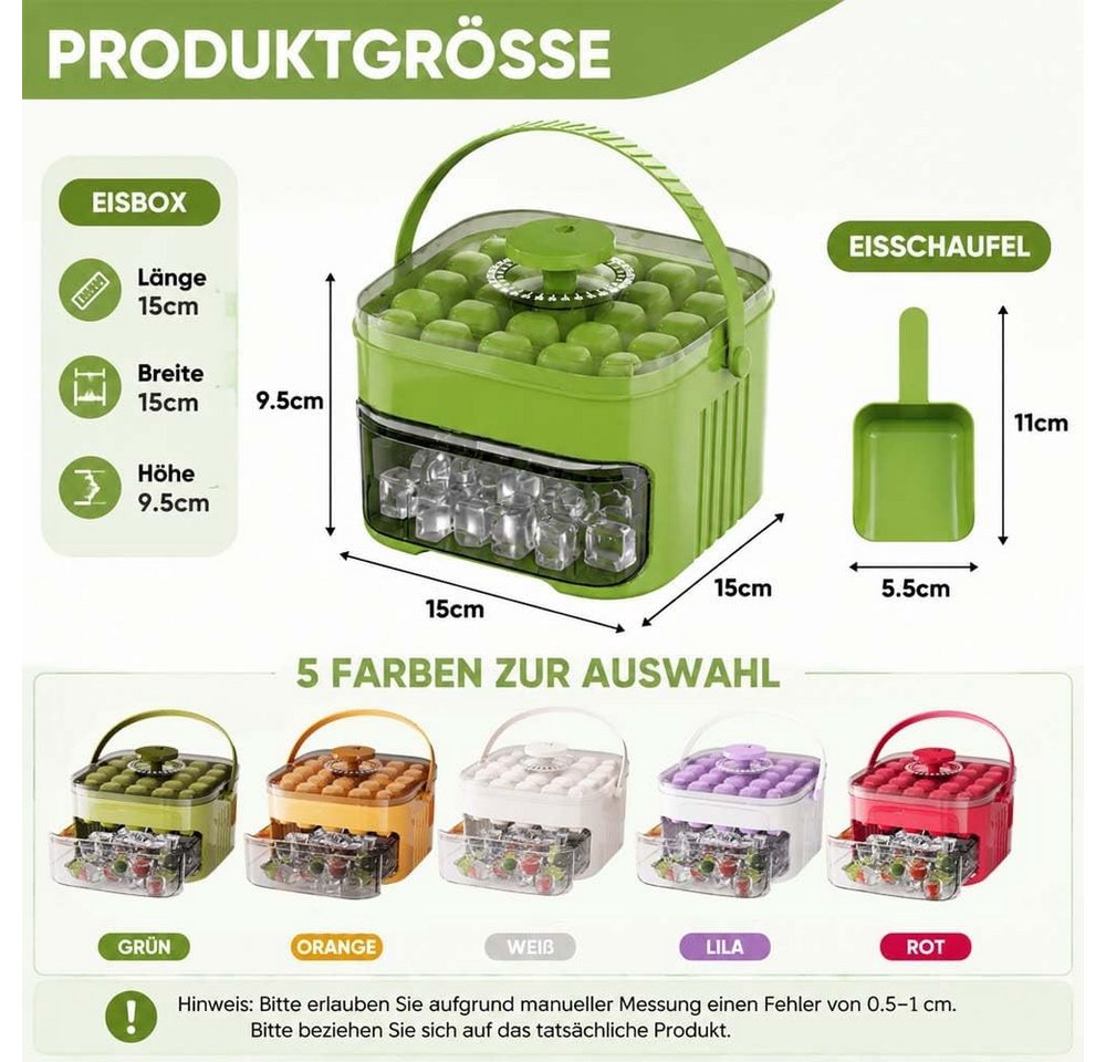 FELIXLEO Eiswürfelmaschine Eiswürfelbereiter mit Deckel Eiswürfelmaschine mit Presstyp Box Bild 4