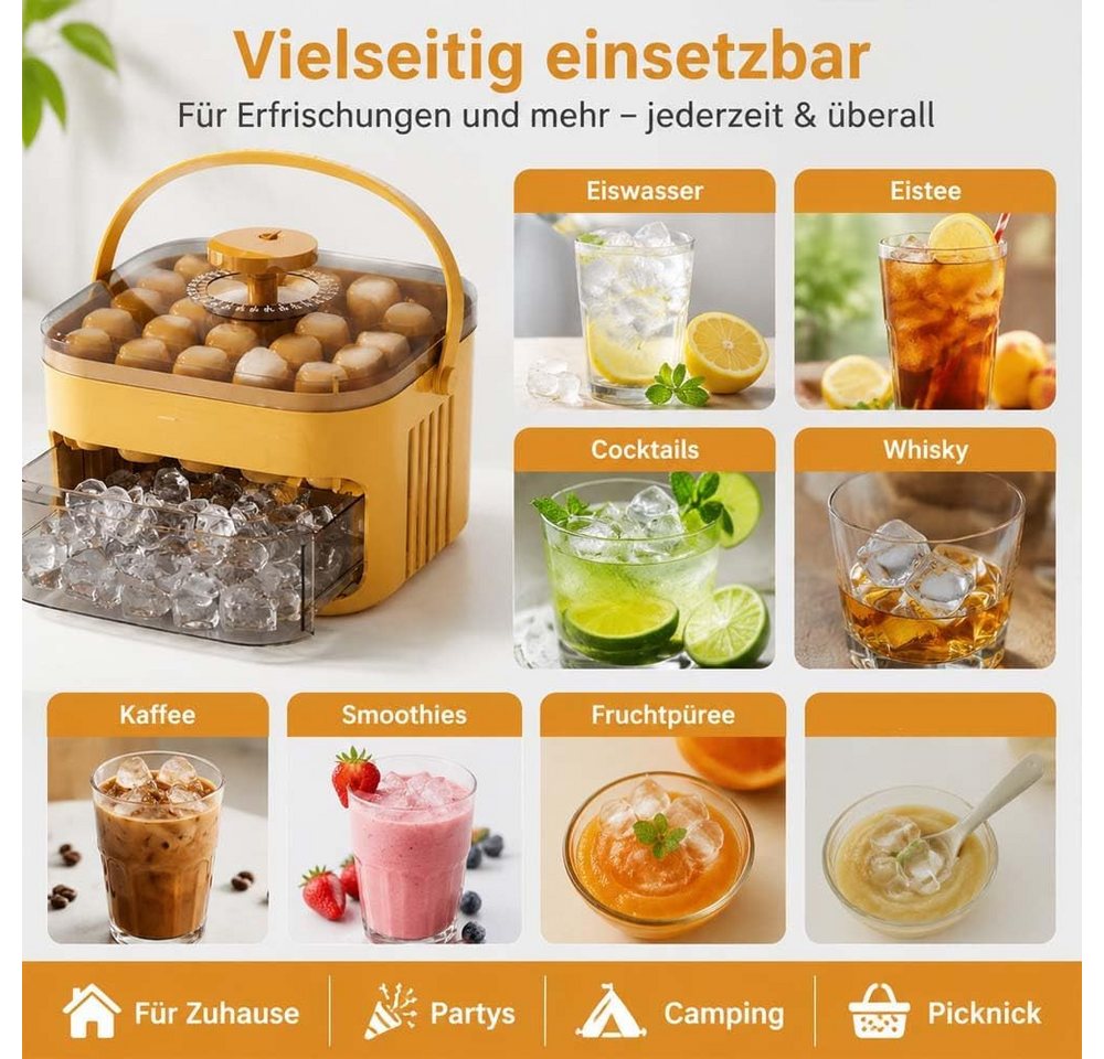 FELIXLEO Eiswürfelmaschine Eiswürfelbereiter mit Deckel Eiswürfelmaschine mit Presstyp Box Bild 5