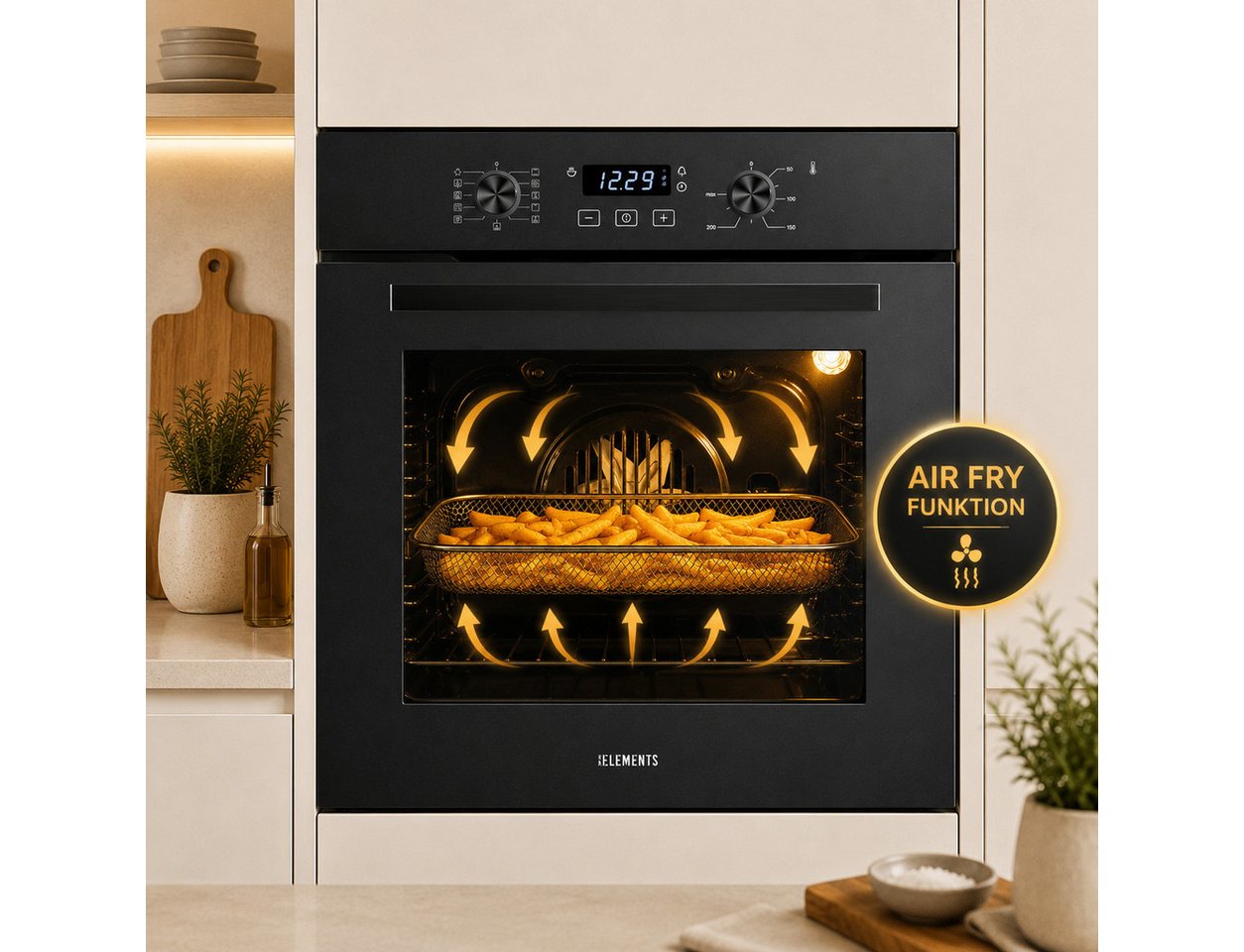 KB Elements Induktions Herd-Set Einbaubackofen 60 cm mit 5-Zonen Induktionskochfeld 77cm, Air Fry, Steam Clean, A+, Induktionskochfeld mit 5 Zonen Bild 2