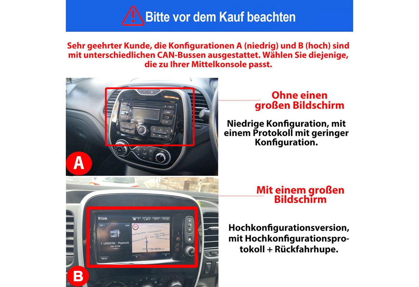 ESSGOO Für Renault Captur Kaptur 2013-2019 Android 15 Autoradio (RDS, Digitalradio (DAB), FM, AM, Carplay Android Auto GPS Navi WIFI BT) Bild 5