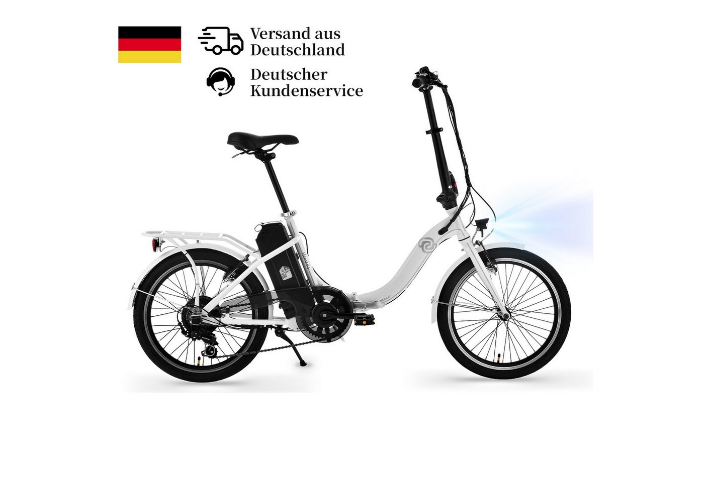 VECOCRAFT E-Bike Faltrad 20 Zoll Klapprad Elektrofahrrad Pedelec 36V 7.8/13Ah Akku, NEMESIS, 6 Gang Shimano, Kettenschaltung, Heckmotor, 468 Wh, (55-80km), Pedelec, E-Citybike mit Tiefeinstieg für Damen & Herren,bis zu 120KG Bild 4