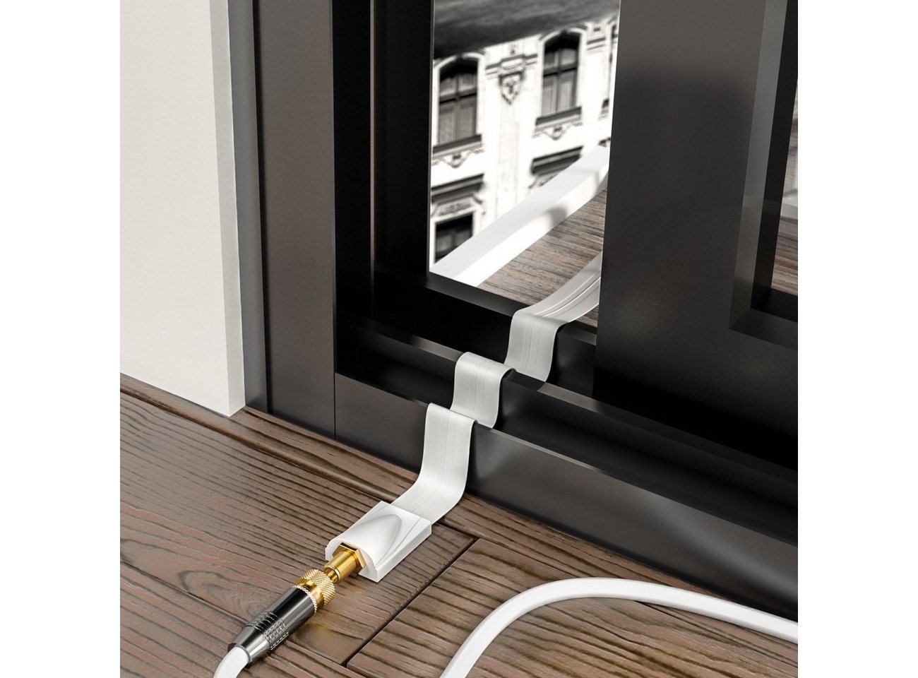 deleyCON deleyCON SAT Fensterdurchführung Flachkabel SAT Kabel Kupplung SAT-Kabel Bild 2