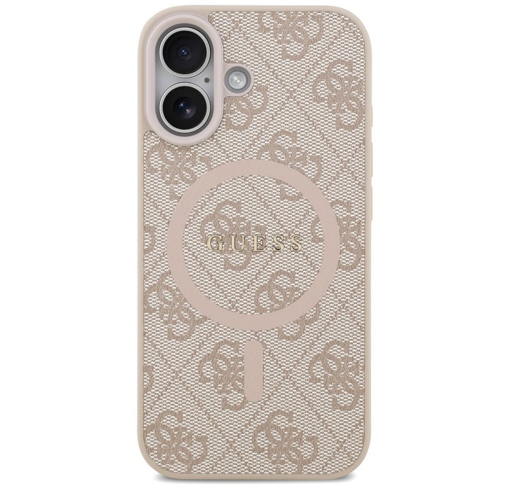 Guess Handyhülle Case iPhone 17 MagSafe Kunstleder rosa Logo goldfarben 6,3 Zoll, Kantenschutz Bild 4
