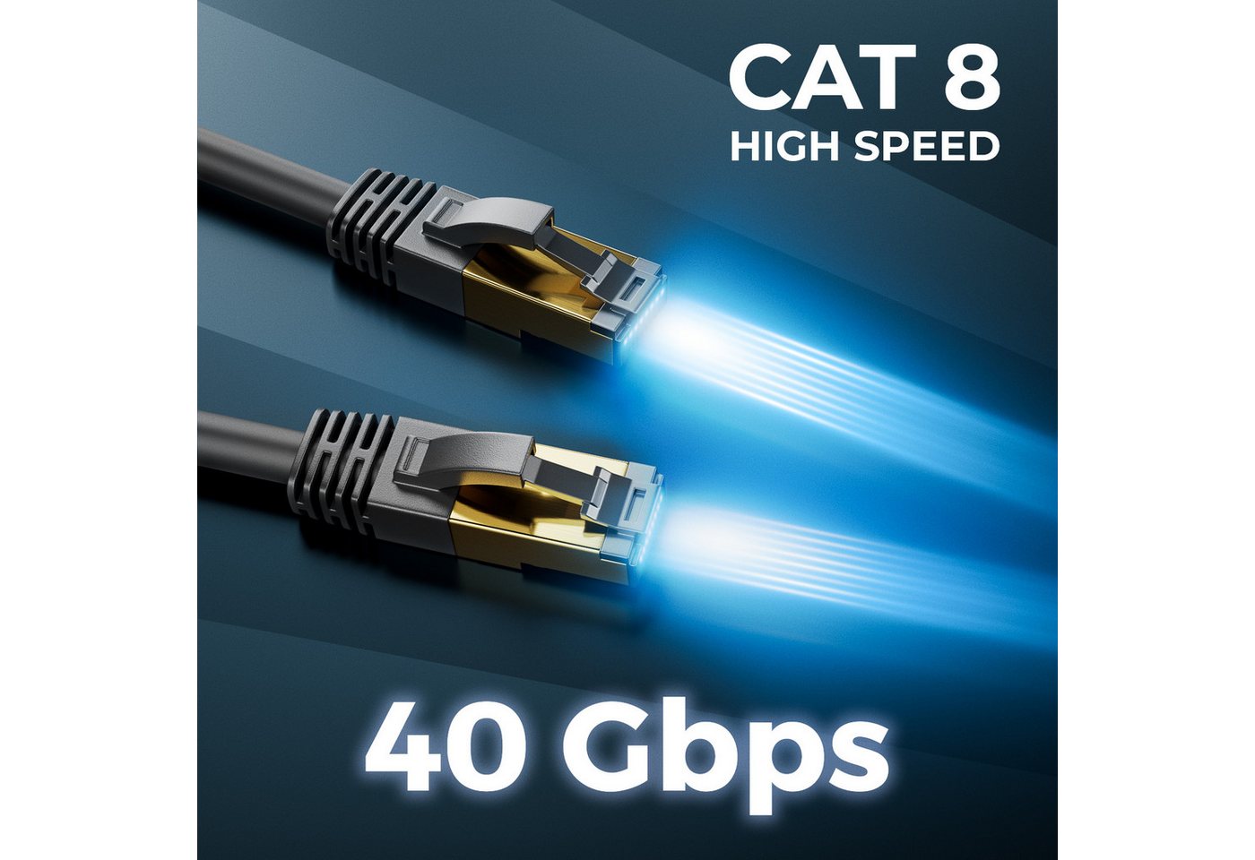 deleyCON deleyCON 20m CAT8 Netzwerkkabel (40 Gbit/s, S/FTP, Kupfer, RJ45, POE, LAN-Kabel Bild 2
