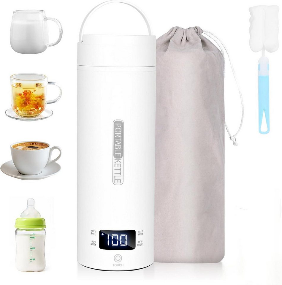ibettertec Wasserkocher Tragbarer Wasserkocher,Reise-Wasserkocher,Thermobecher,Edelstahl, 300 W, 220V,500ml,Teekanne,Heizbecher,LCD-Temperaturanzeige,Geschenkset Bild 4