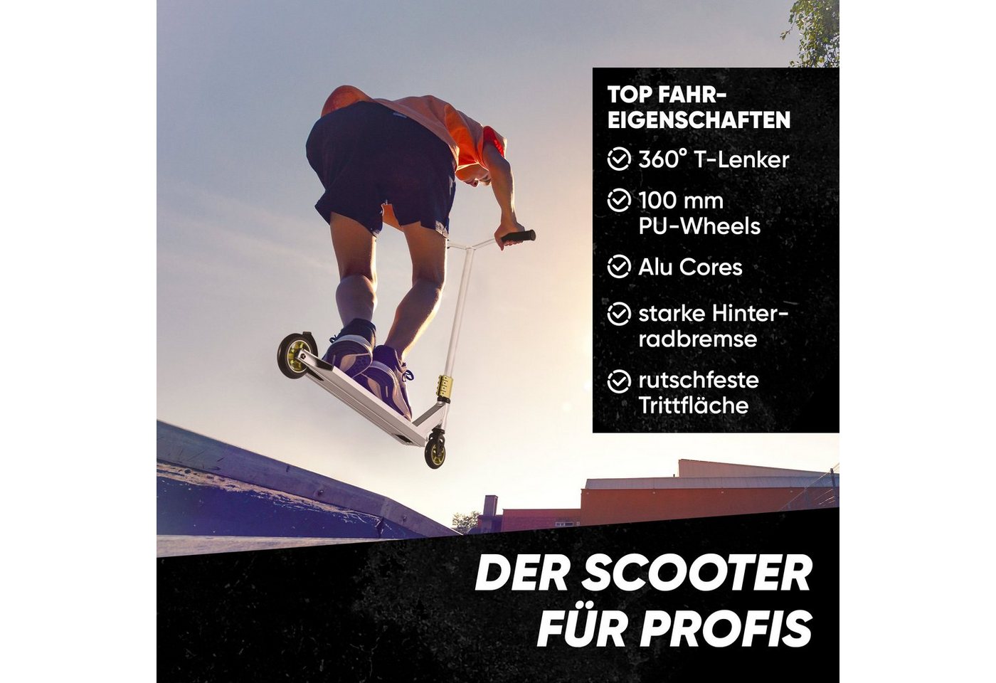 Apollo Stuntscooter Star Pro - Trick Scooter für Kinder und Teenies, Profi Stuntscooter mit ABEC9 Kugellagern und 100mm Alu Core Wheels Bild 2
