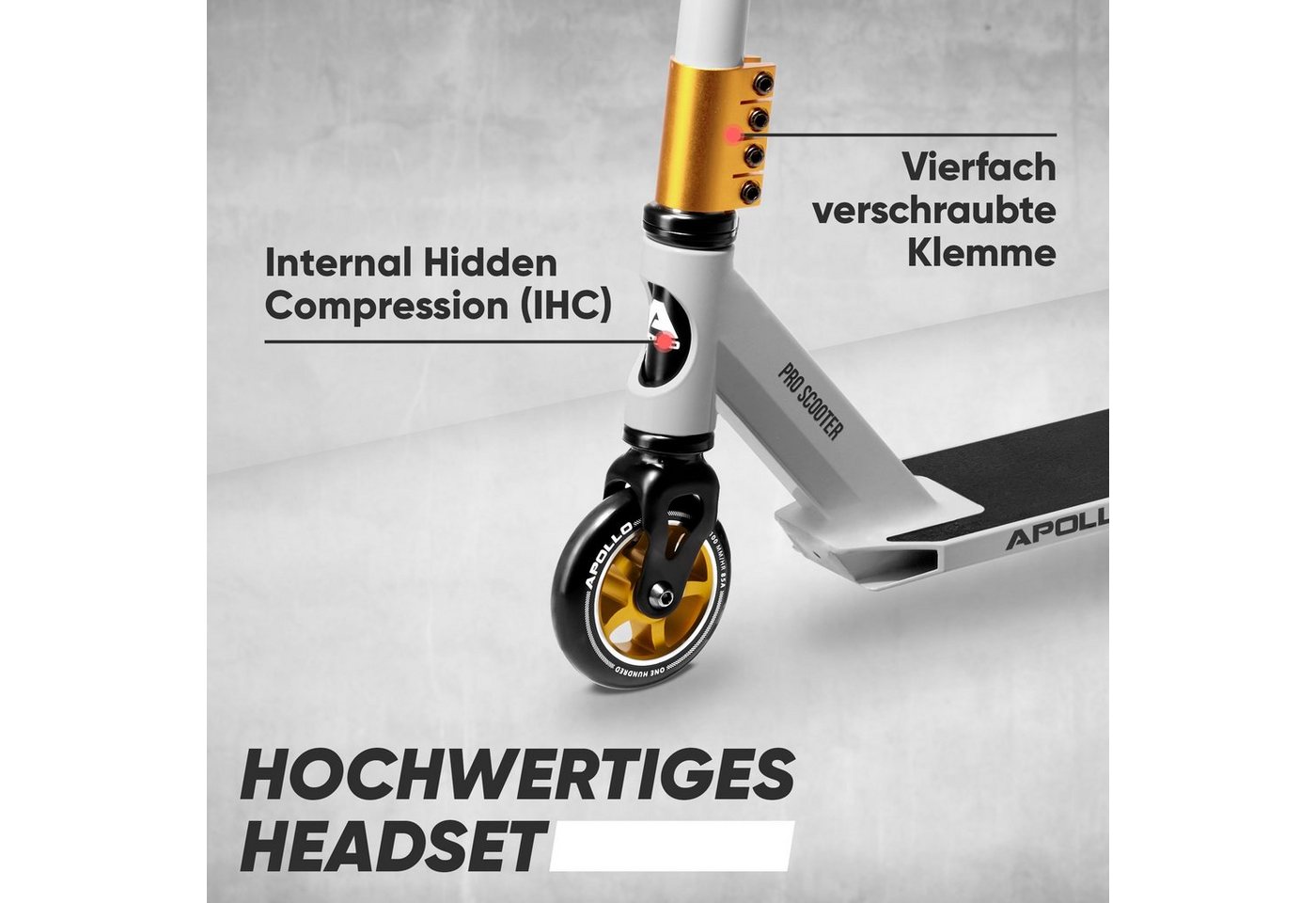 Apollo Stuntscooter Star Pro - Trick Scooter für Kinder und Teenies, Profi Stuntscooter mit ABEC9 Kugellagern und 100mm Alu Core Wheels Bild 4