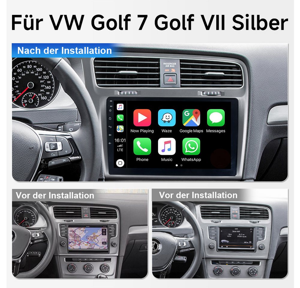 A-Sure Navi Für VW Golf 7 VII MK7 2012-2017 Android 15 Carplay 1280*800 64GB Autoradio (Digitalradio (DAB), RDS, DSP, UI Theme, Siri, Mirrorlink, Google play, Netflix, Youtube) Bild 4