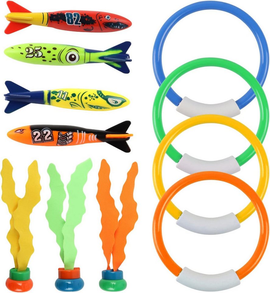 FELIXLEO Tauchset Unterwasser Tauchspielzeug Set 11 Teile, Tauchringe für Kinder 4-12J. Bild 3