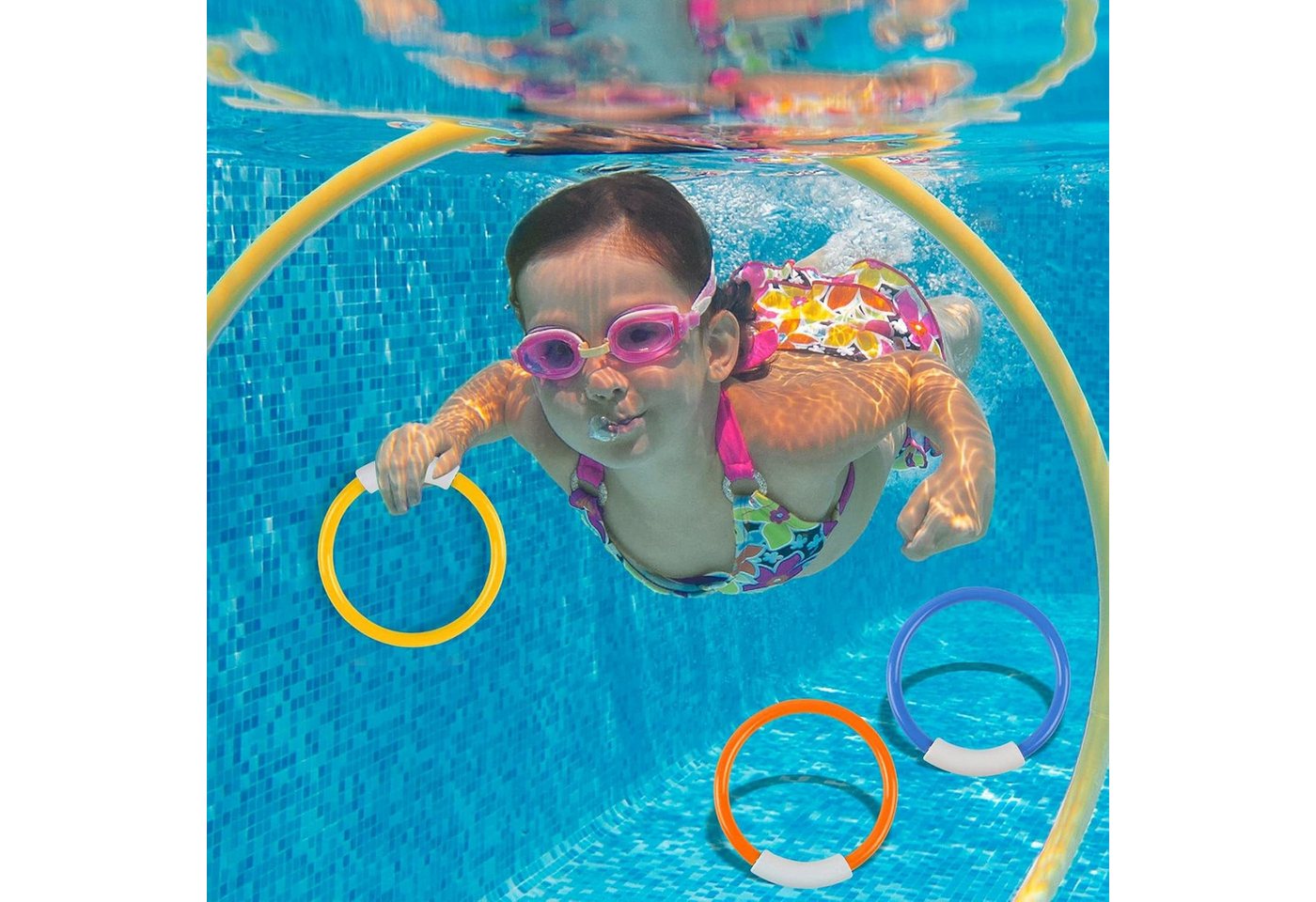 FELIXLEO Tauchset Unterwasser Tauchspielzeug Set 11 Teile, Tauchringe für Kinder 4-12J. Bild 5