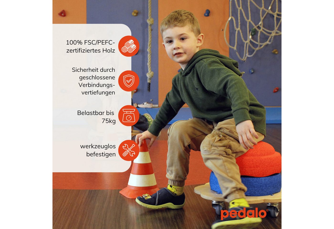 pedalo® Rollbrett Stapelbaustein Rollflitzer, (1 Rollbrett), passgenau zum Stapelstein® Original, 4 kugelgelagerte Flüsterrollen Bild 4