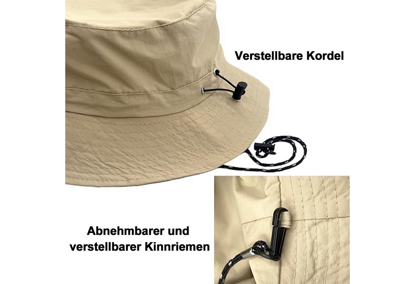 Mutig Fischerhut Sonnenhut Damen Herren, Wasserdichter Fischerhut mit Kinnriemen (UV Schutz Sommer Hut, Faltbar und Schnell trocknend, Leichter Outdoor Regenhut) für Wandern, Strand und Reisen