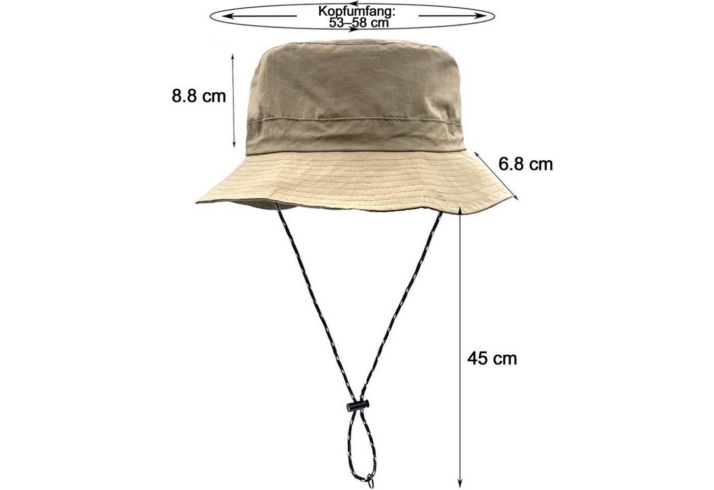 Mutig Fischerhut Sonnenhut Damen Herren, Wasserdichter Fischerhut mit Kinnriemen (UV Schutz Sommer Hut, Faltbar und Schnell trocknend, Leichter Outdoor Regenhut) für Wandern, Strand und Reisen Bild 2