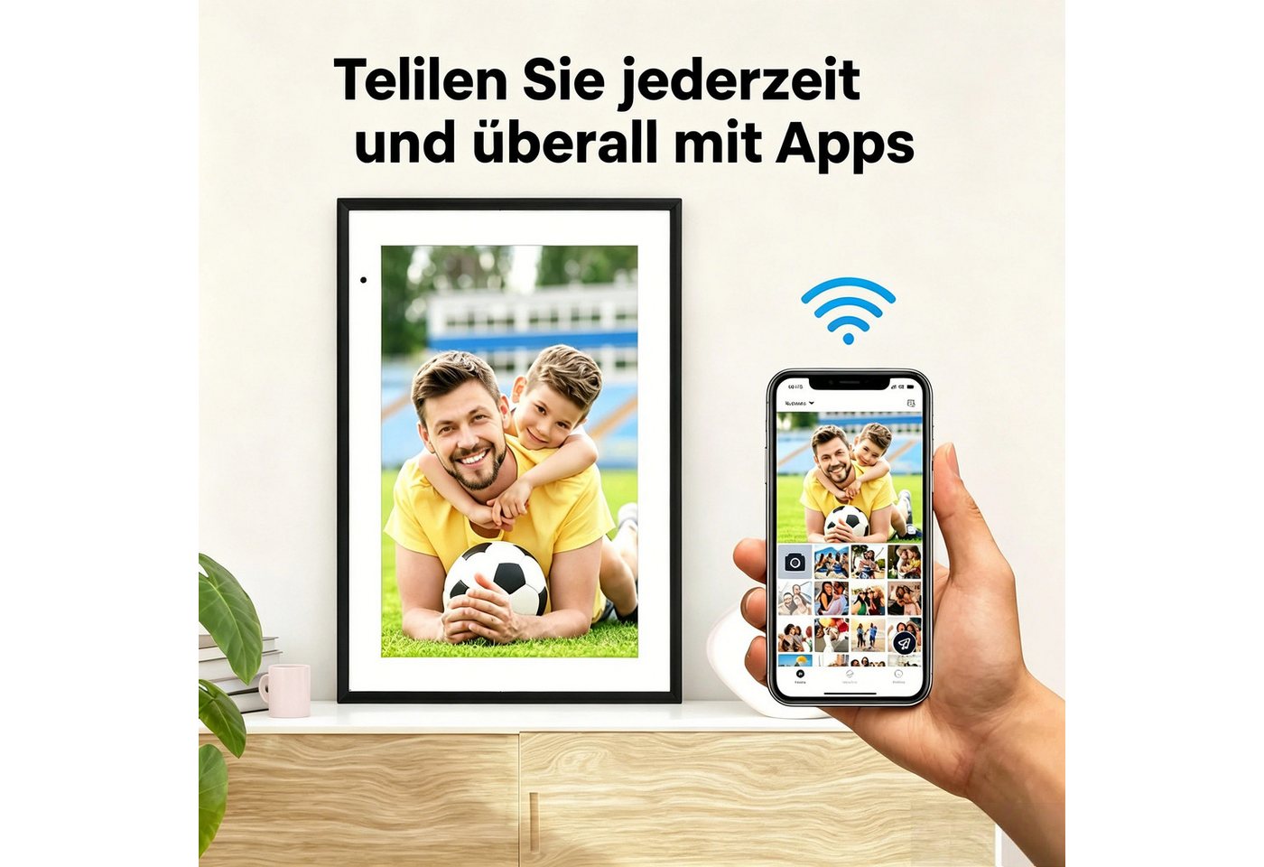 Funcare 10.1’’ mit WiFi-Fotoübertragung 1280×800 Pixel, 32GB+128GB erweiterbar Digitaler Bilderrahmen (25,65 cm/10.1 ", 1280x800 Pixel, 32 GB) Bild 3