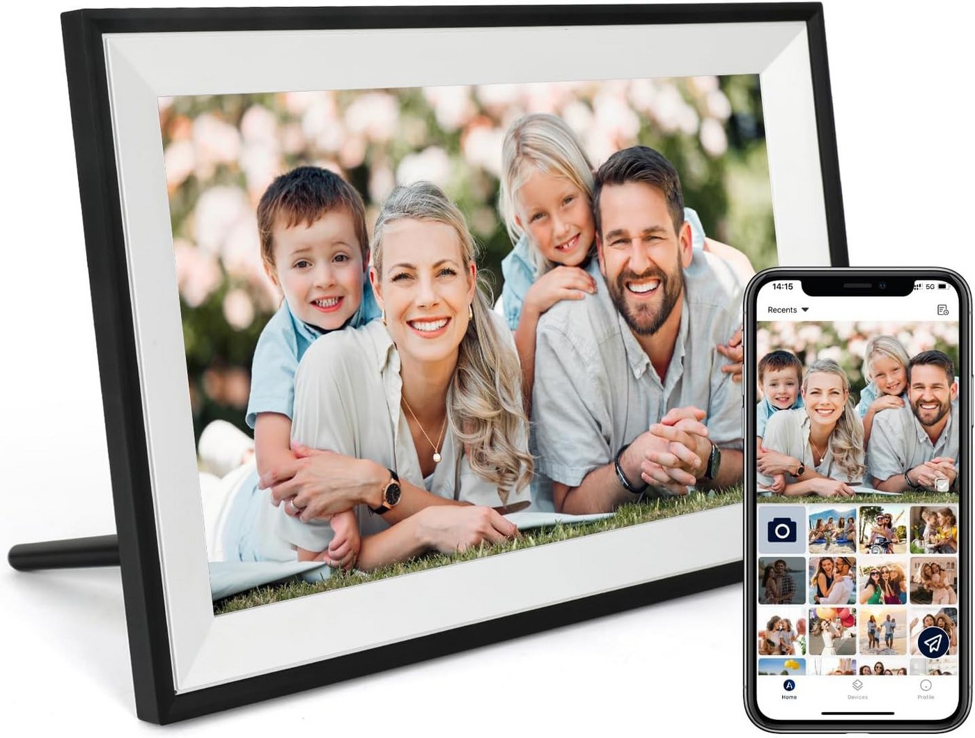 Funcare 10.1’’ mit WiFi-Fotoübertragung 1280×800 Pixel, 32GB+128GB erweiterbar Digitaler Bilderrahmen (25,65 cm/10.1 ", 1280x800 Pixel, 32 GB) Bild 4