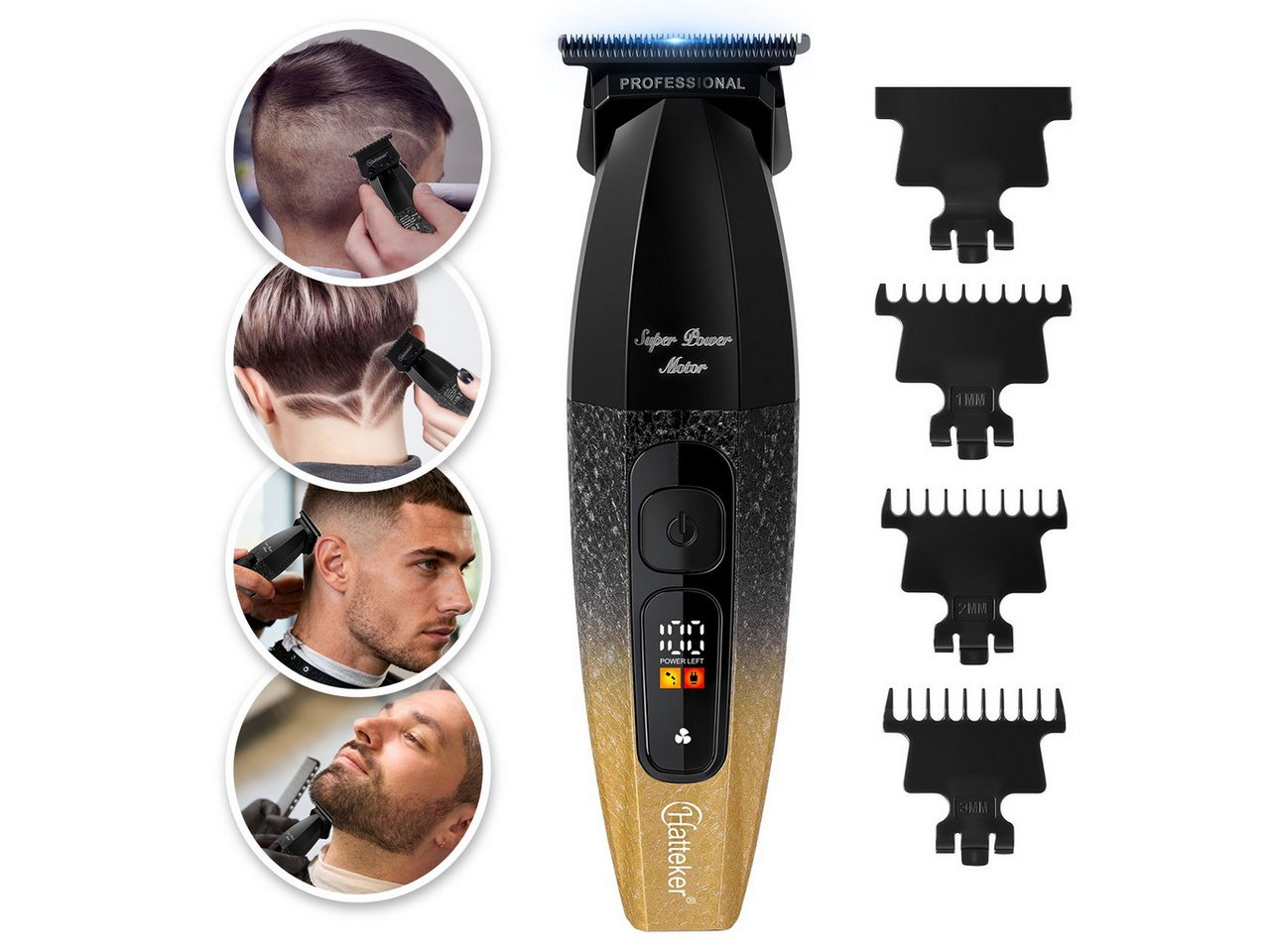 Scttomon Haarschneider G56, Barttrimmer, Trimmer für Haare & Bart, 8000 RPM, LED-Display