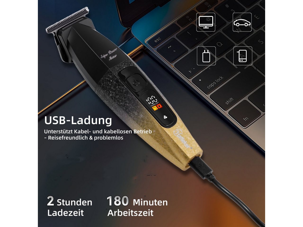 Scttomon Haarschneider G56, Barttrimmer, Trimmer für Haare & Bart, 8000 RPM, LED-Display Bild 3