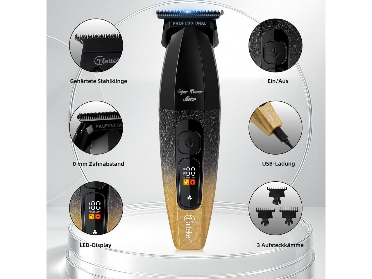 Scttomon Haarschneider G56, Barttrimmer, Trimmer für Haare & Bart, 8000 RPM, LED-Display Bild 5