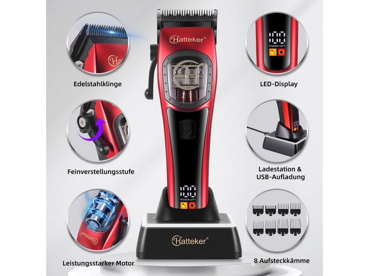 Scttomon Haarschneider G58, Professioneller Haarschneider & Barttrimmer, Barbershop-Haartrimmer USB-C & Ladestation Bild 5