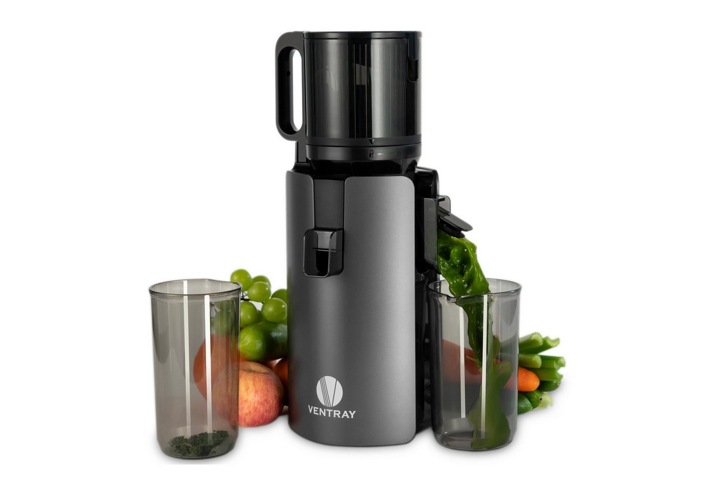 VENTRAY Slow Juicer Entsafter 120mm Große Einfüllöffnung, Für Obst und Gemüse, 250 W, Kaltpress-Technologie, Leicht Rein, doppeltes Filtersystem, BPA-frei Bild 2