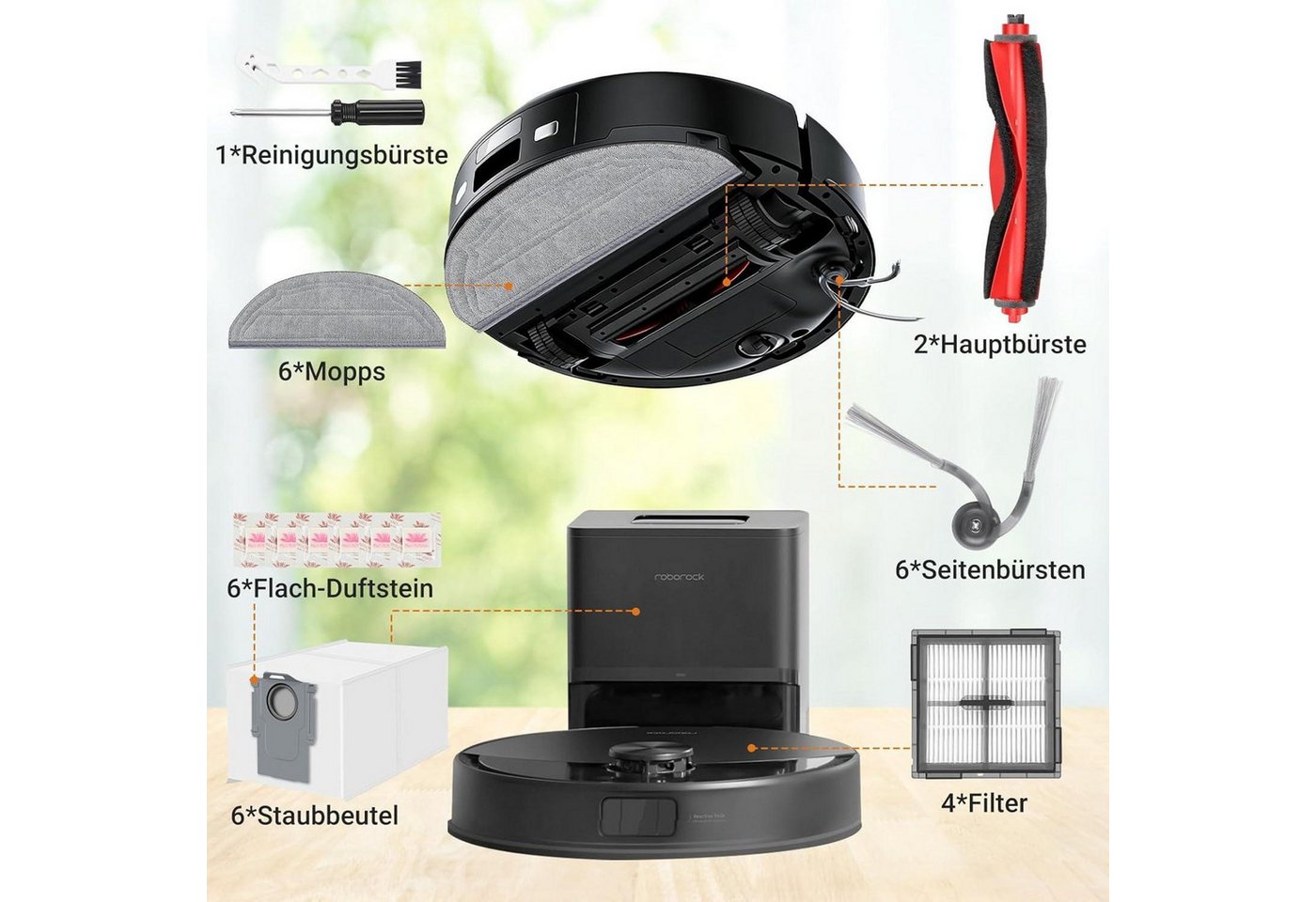FELIXLEO Küchenmaschinen Zubehör-Set 32-teiliges Set passend für Roborock Q10 S5+ Staubsaugerroboter Bild 5