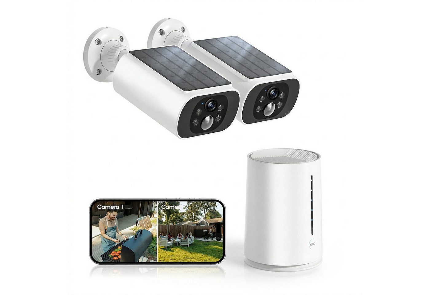 Topcony Überwachungskamera 4MP Solar Überwachungskamera Aussen 100% Kabellos &Akku Kamera (Außenbereich, 4MP 2K WLAN, mit Spotlight, 2-tlg., Außenbereich, Solarenergieüberwachung, mit 2-Wege-Audio, Nachtsicht, Bewegungserkennung & Geräuscherkennung) Bild 3